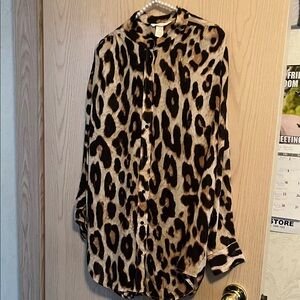 H&M Leopard Print Blouse - Black and Brown